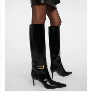 Saint Laurent Glossy Black Leather Boots